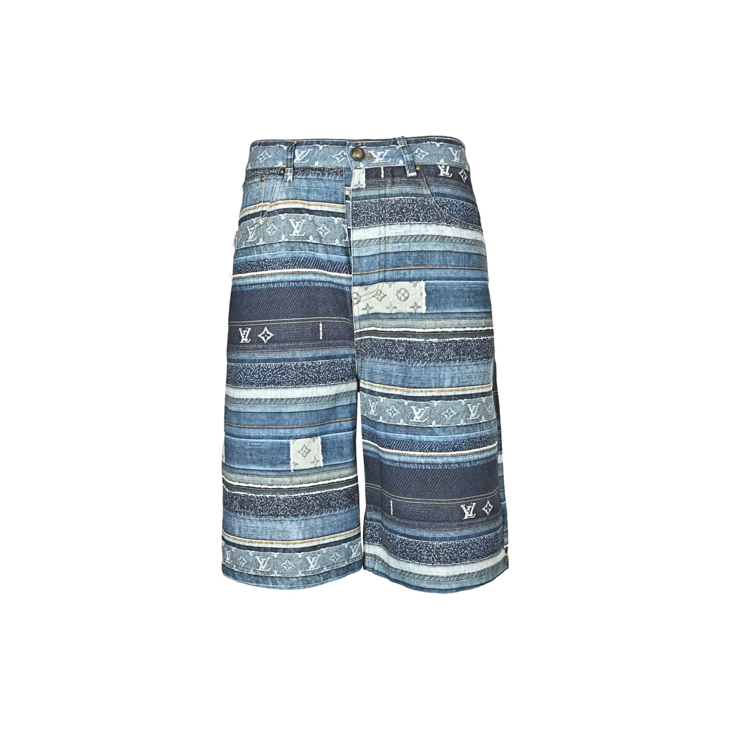 Louis Vuitton/Louis Vuitton presbyopic patchwork striped denim shorts